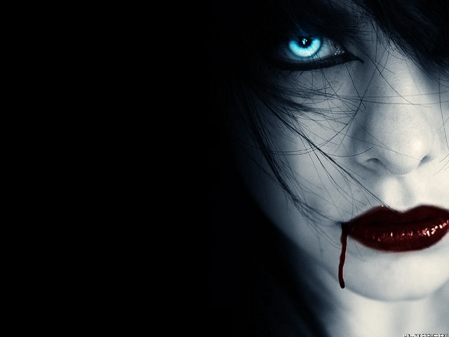 Blood dripping lip blue eyes #2 free wallpaper for desktop - medium preview image