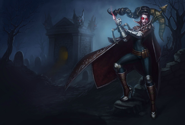 Woman costume sword dark forest free wallpaper for desktop - medium preview image