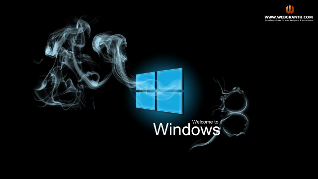 Black background smoke blue window free wallpaper for desktop - medium preview image