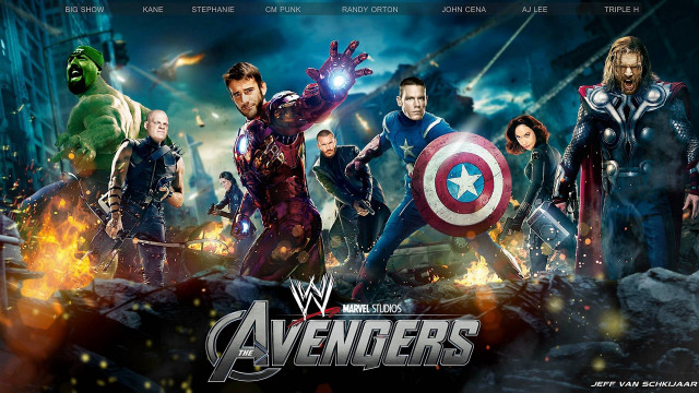 Avengers characters city skyline fire free wallpaper for desktop - medium preview image