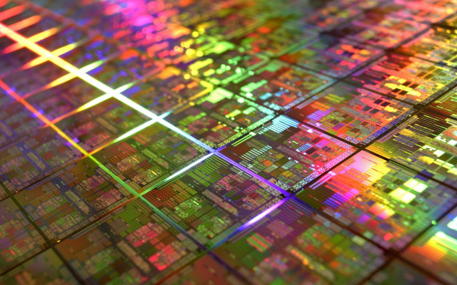 Multicolored computer chip holography raytraced free wallpaper for desktop - medium preview image