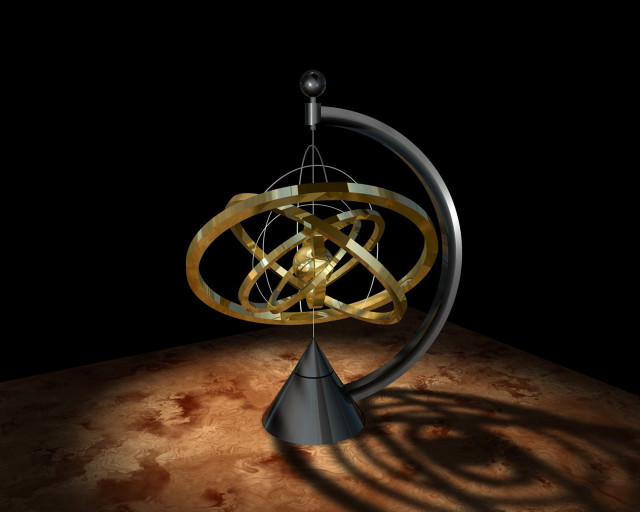 Golden object hanging black pole free wallpaper for desktop - medium preview image