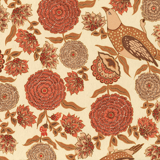 Bird flower pattern red brown free wallpaper for tablet - medium preview image