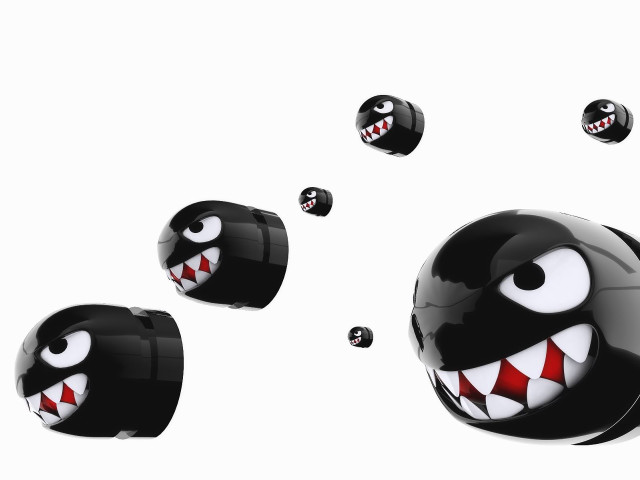 Flying balls with faces and free wallpaper for desktop - medium preview image