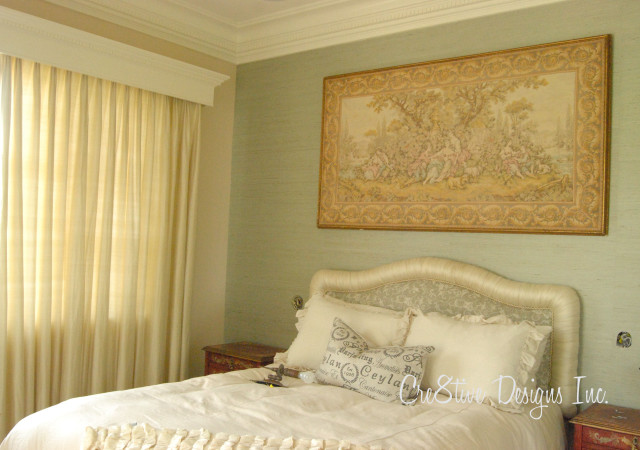 Bed white comforter pillows painting free wallpaper for desktop - medium preview image