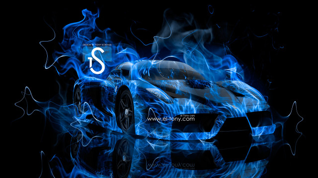 Blue sports car number flame free wallpaper for desktop - medium preview image