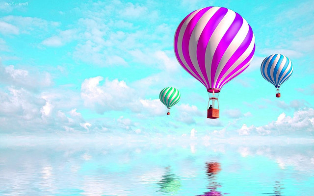 Hot air balloons floating sky free wallpaper for desktop - medium preview image