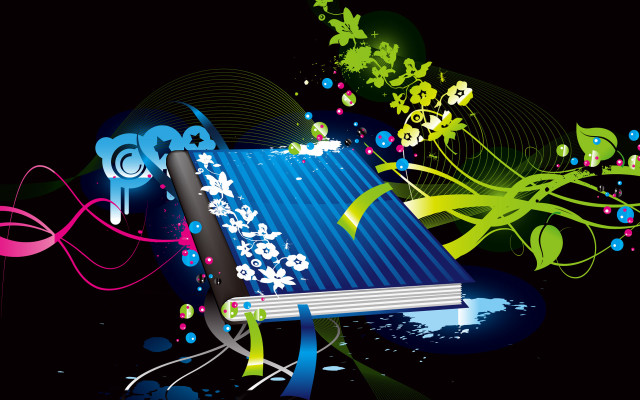 Book pen flowers paint starry free wallpaper for desktop - medium preview image