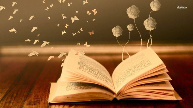 Open book butterflies flying table free wallpaper for desktop - medium preview image