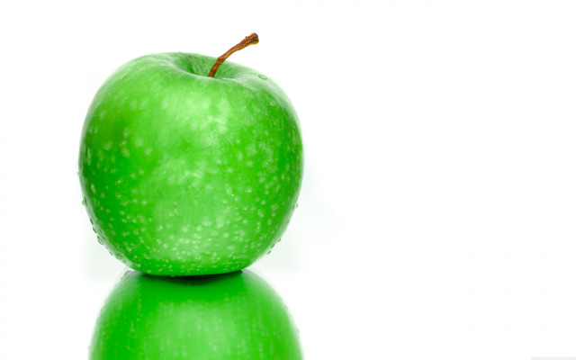 Green apple table white background free wallpaper for desktop - medium preview image