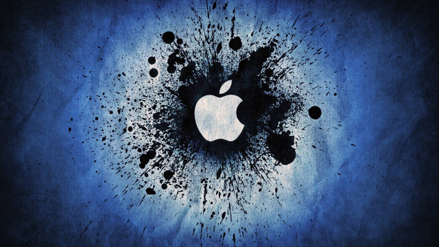 Apple logo artistic blue background free wallpaper for desktop - medium preview image