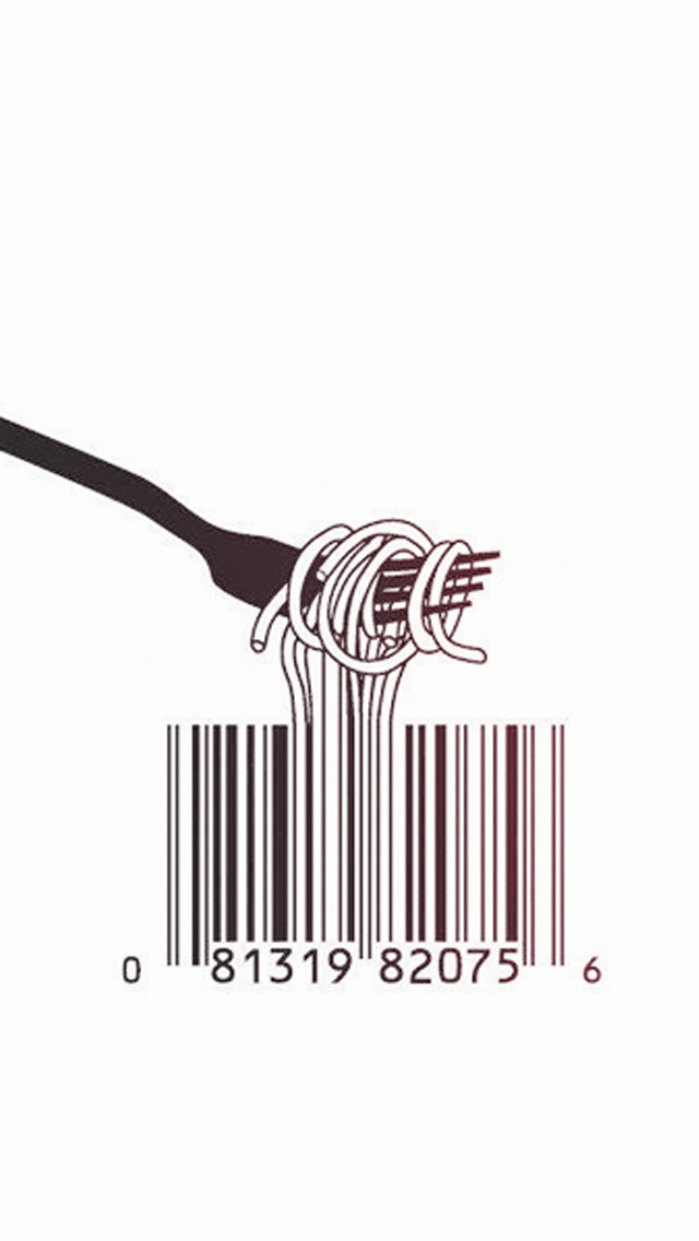 Barcode fork knife black white free wallpaper for mobile - medium preview image
