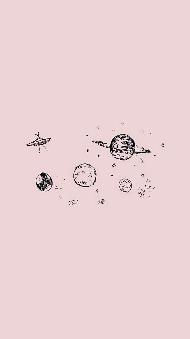 Planets rocket sky pink background free wallpaper for mobile - medium preview image