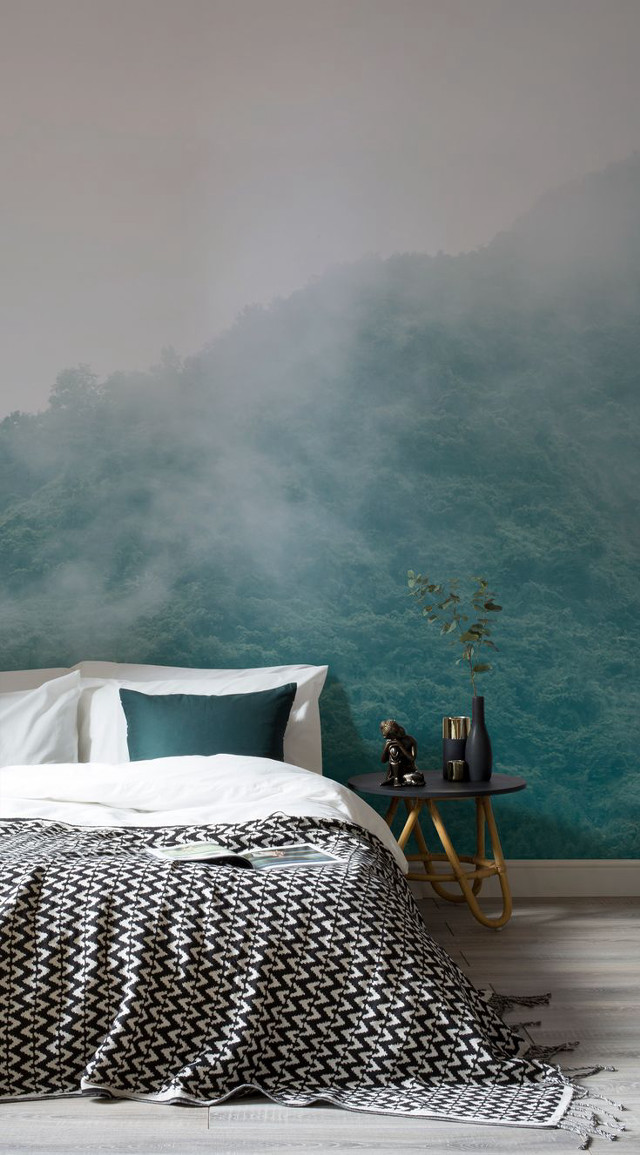 Mountain view bedroom minimalist matte free wallpaper for mobile - medium preview image