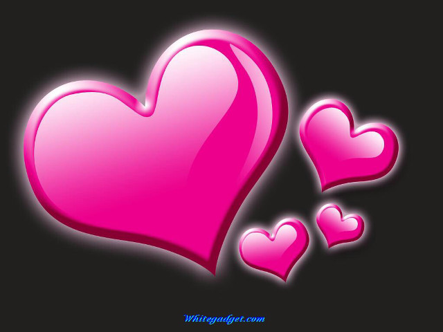 Pink heart three smaller hearts free wallpaper for desktop - medium preview image