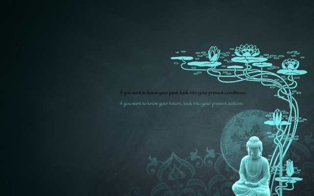 Buddha statue blackboard quote lotuses free wallpaper for desktop - medium preview image