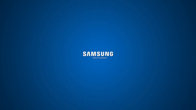 Blue background samsung white letters free wallpaper for desktop - medium preview image