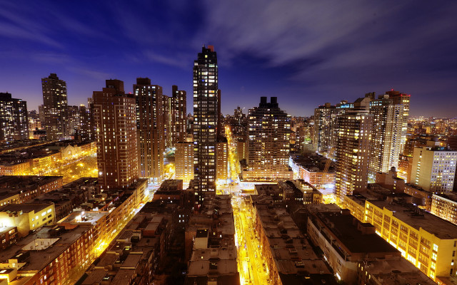 City night tall buildings lit free wallpaper for desktop - medium preview image