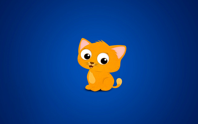 Cartoon cat blue background smile free wallpaper for desktop - medium preview image
