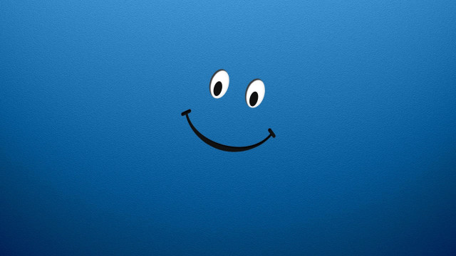 Blue background smiley face black #2 free wallpaper for desktop - medium preview image