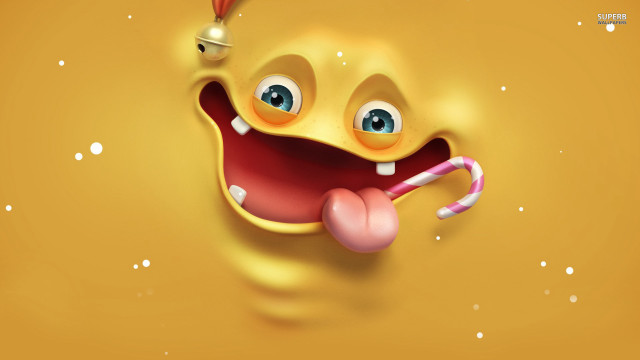 Yellow wall cartoon face candy free wallpaper for desktop - medium preview image