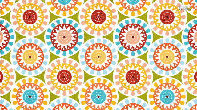 Colorful pattern circles flowers white #2 free wallpaper for desktop - medium preview image