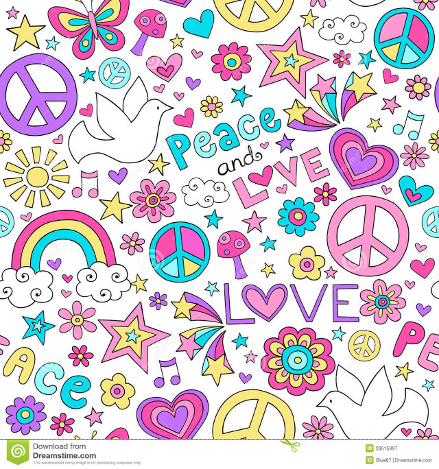 Peace love pattern flowers colorful free wallpaper for tablet - medium preview image