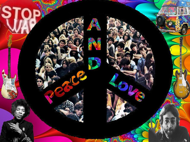 Peace sign people guitar hippie free wallpaper for desktop - medium preview image