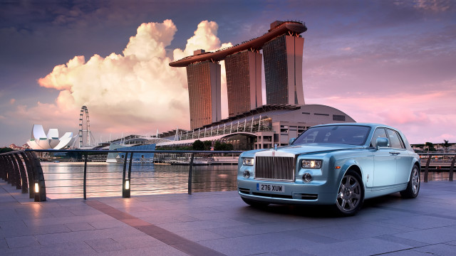 Rolls royce city skyline sunset #2 free wallpaper for desktop - medium preview image