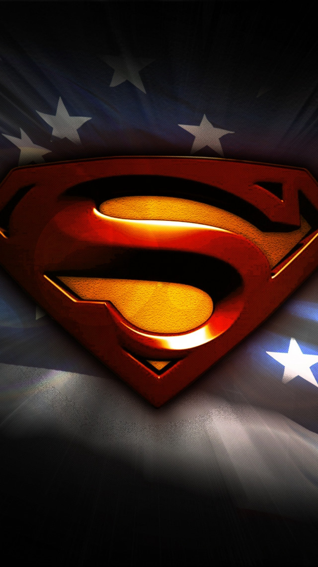Superman logo american flag spotlight free wallpaper for mobile - medium preview image