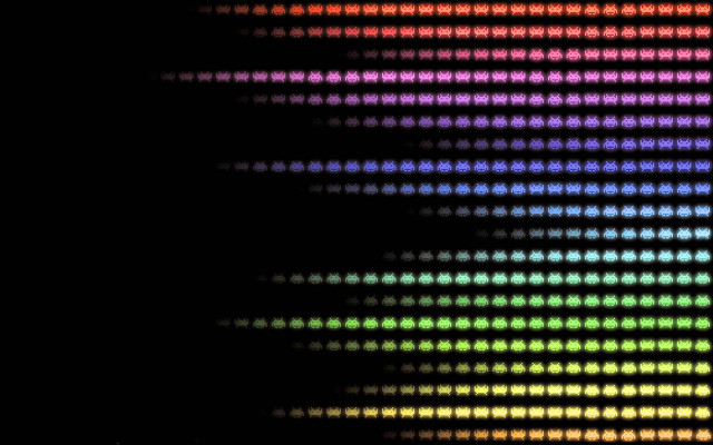 Black background rainbow dots lines free wallpaper for desktop - medium preview image