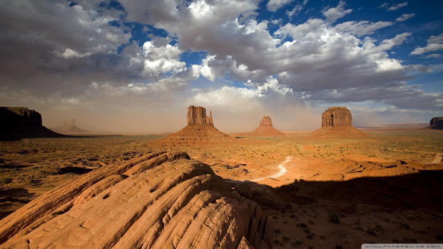 Desert rocks dirt road cloudy free wallpaper for desktop - medium preview image