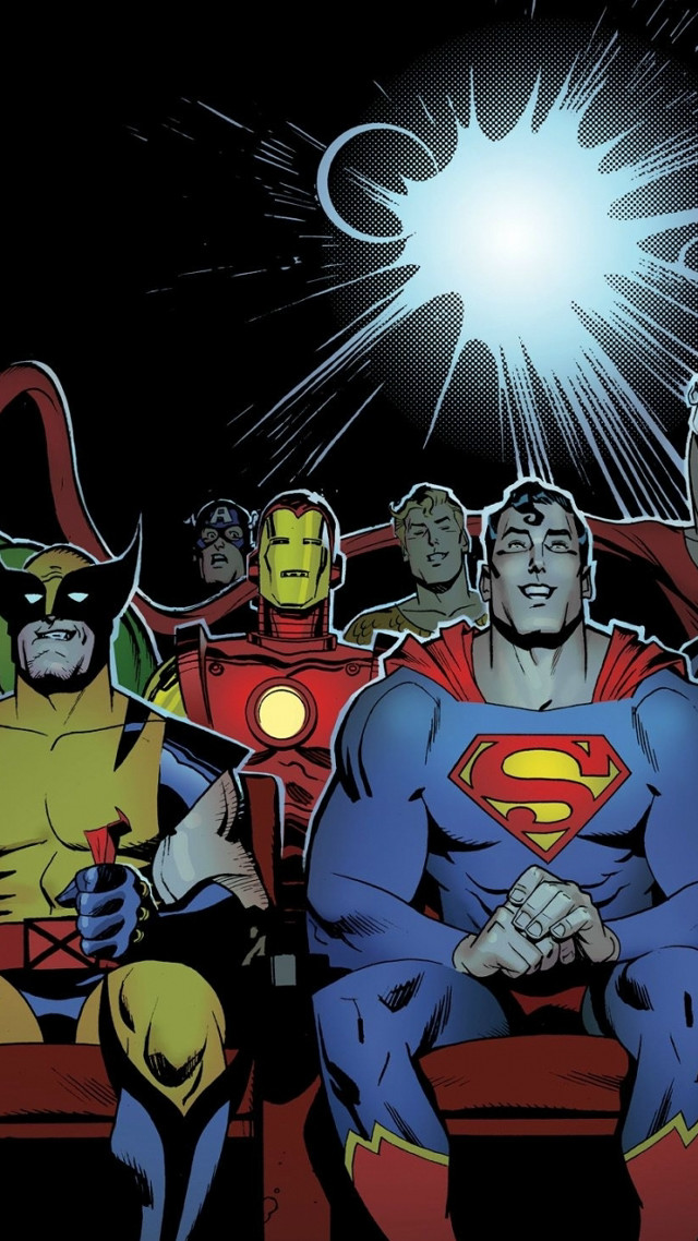 Superheroes bench darkroom brightlight group free wallpaper for mobile - medium preview image