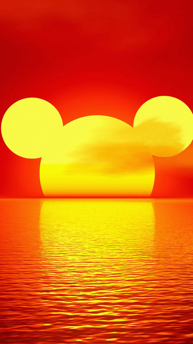 Mickey mouse silhouette sunset ocean free wallpaper for mobile - medium preview image