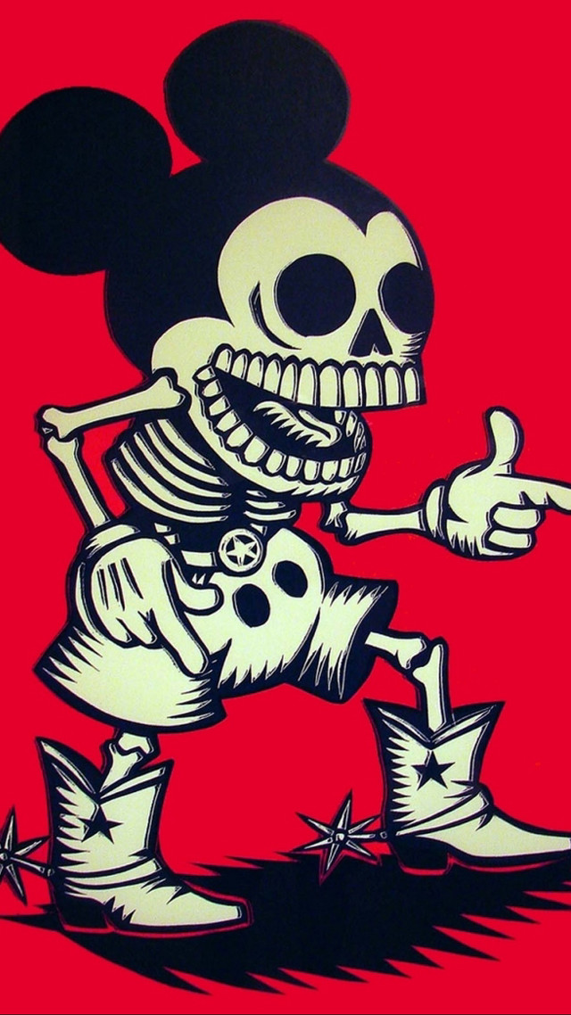 Skeleton mickey mouse running red free wallpaper for mobile - medium preview image
