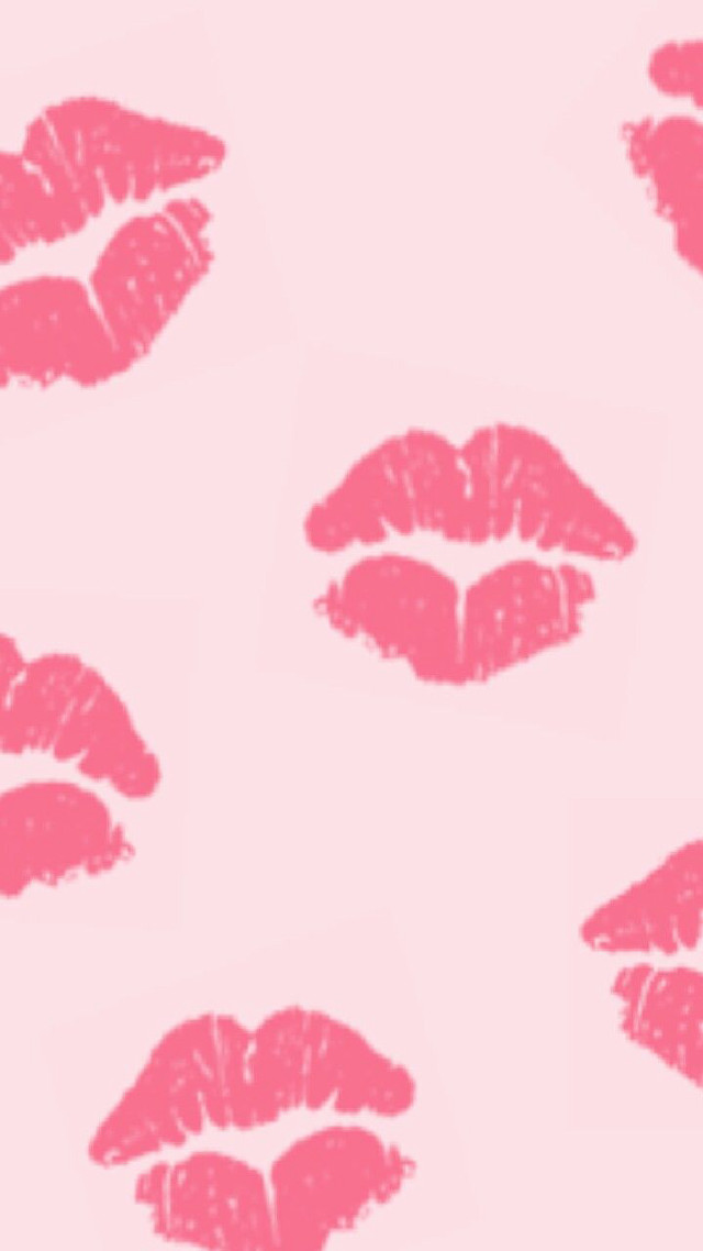 Pink background lipstick kisses pattern free wallpaper for mobile - medium preview image