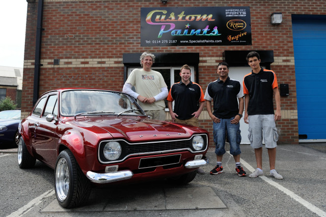 Men red car building custom free wallpaper for desktop - medium preview image