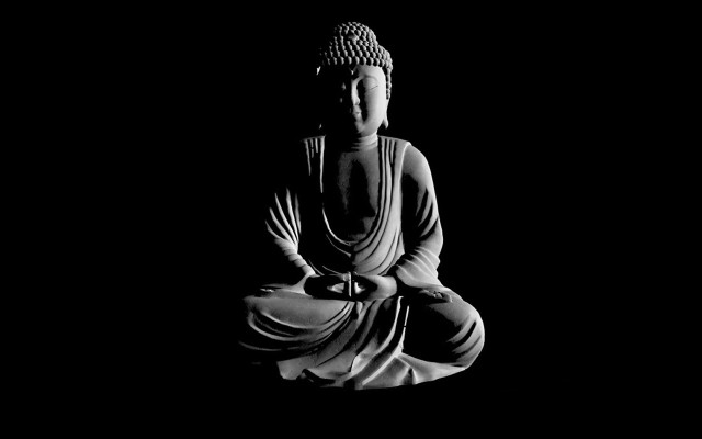 Buddha statue lotus position black free wallpaper for desktop - medium preview image