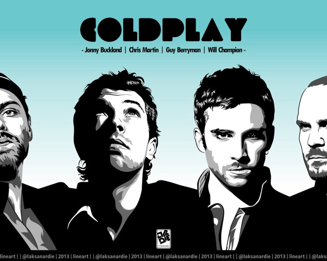 Men standing blue background coldplay free wallpaper for desktop - medium preview image