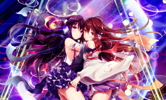 Anime girls stage bubbles lights free wallpaper for desktop - medium preview image