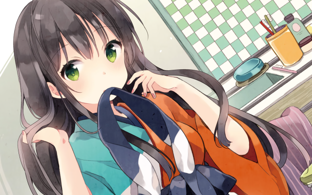 Woman chair clothes coffee background free wallpaper for desktop - medium preview image