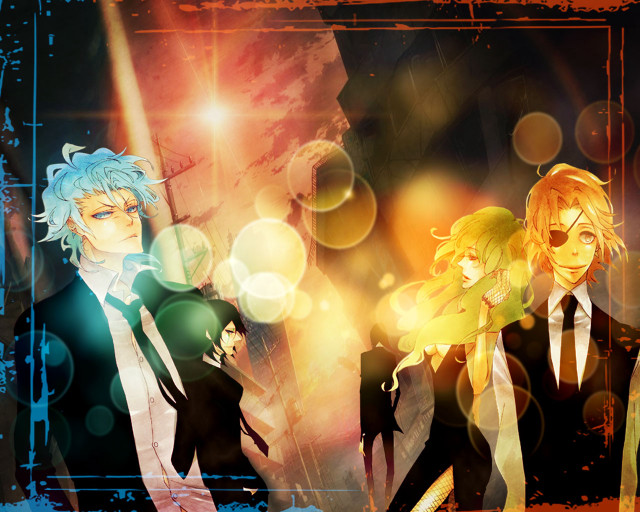 Anime characters group bright background free wallpaper for desktop - medium preview image