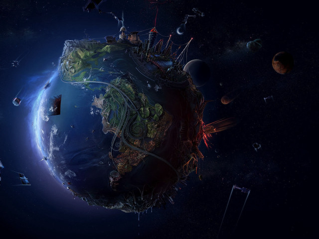 Planet objects sky blue glow free wallpaper for desktop - medium preview image