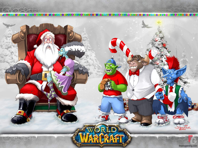 Cartoon characters christmas tree santa free wallpaper for desktop - medium preview image