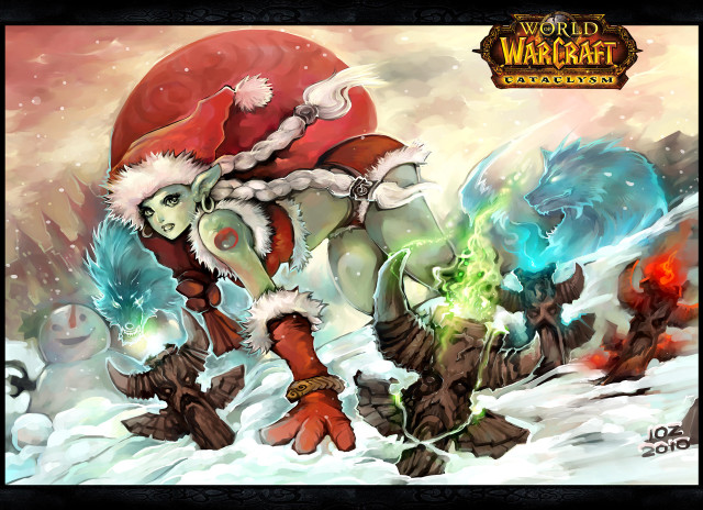 Santa woman fantasy snow magic free wallpaper for desktop - medium preview image