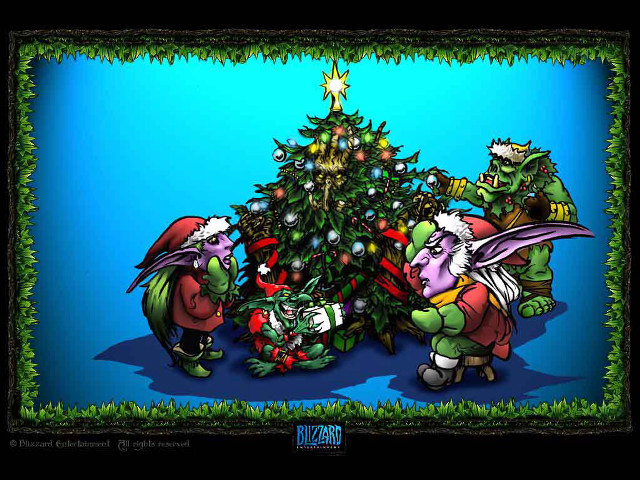 Cartoon christmas tree elves star free wallpaper for desktop - medium preview image