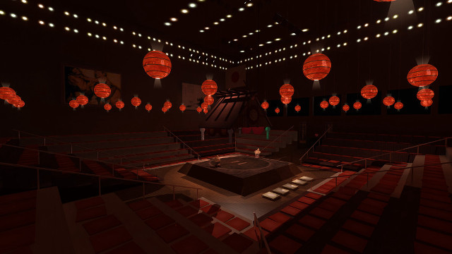 Red lanterns stage performance room free wallpaper for desktop - medium preview image