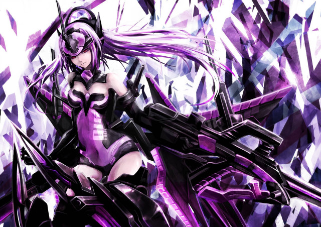 Woman purple outfit gun purple free wallpaper for desktop - medium preview image
