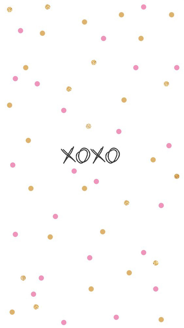 Xoxo white gold pink dots free wallpaper for mobile - medium preview image