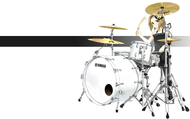 Woman playing drums black white free wallpaper for desktop - medium preview image